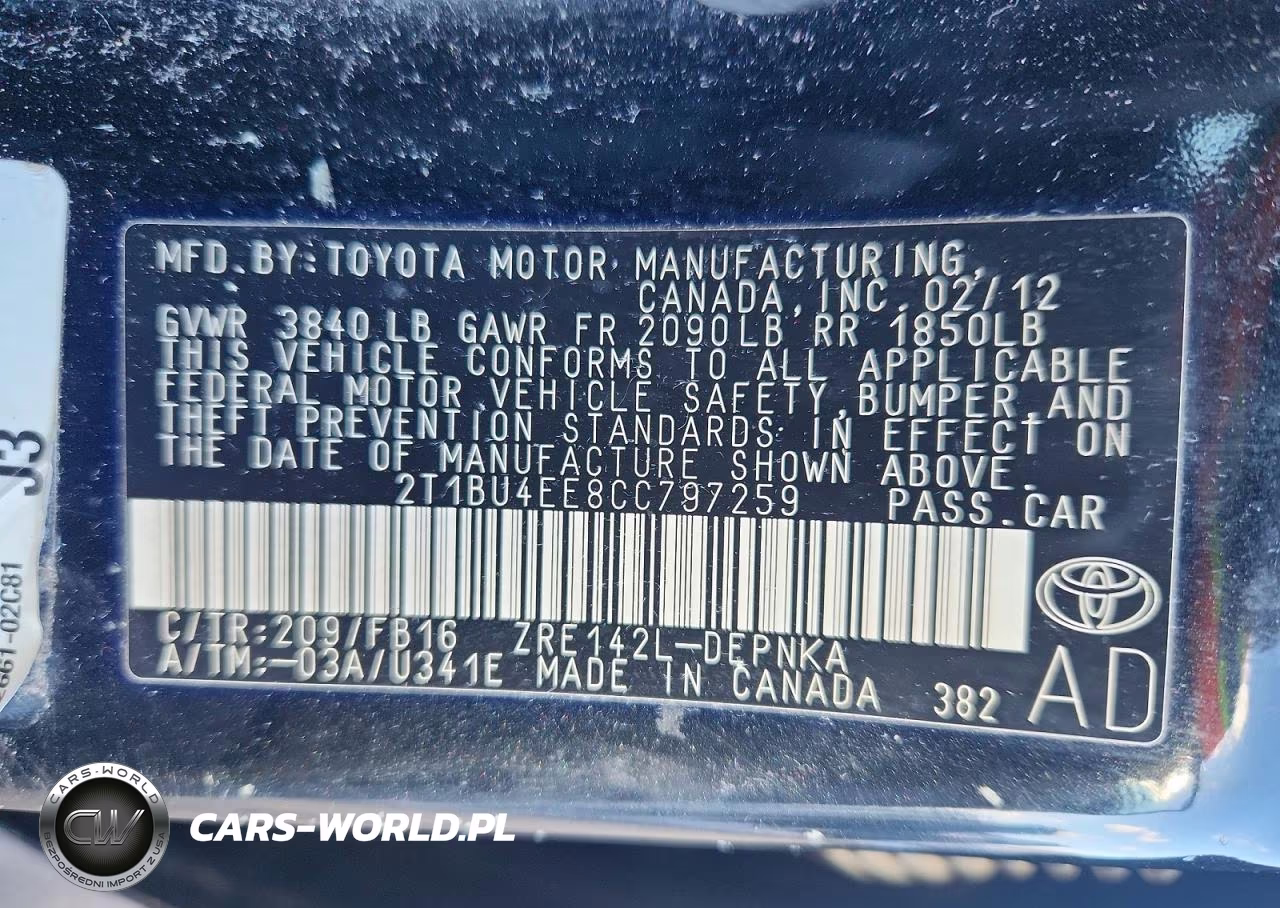 2012 Toyota Corolla Le VIN:2T1BU4EE8CC797259 - 13