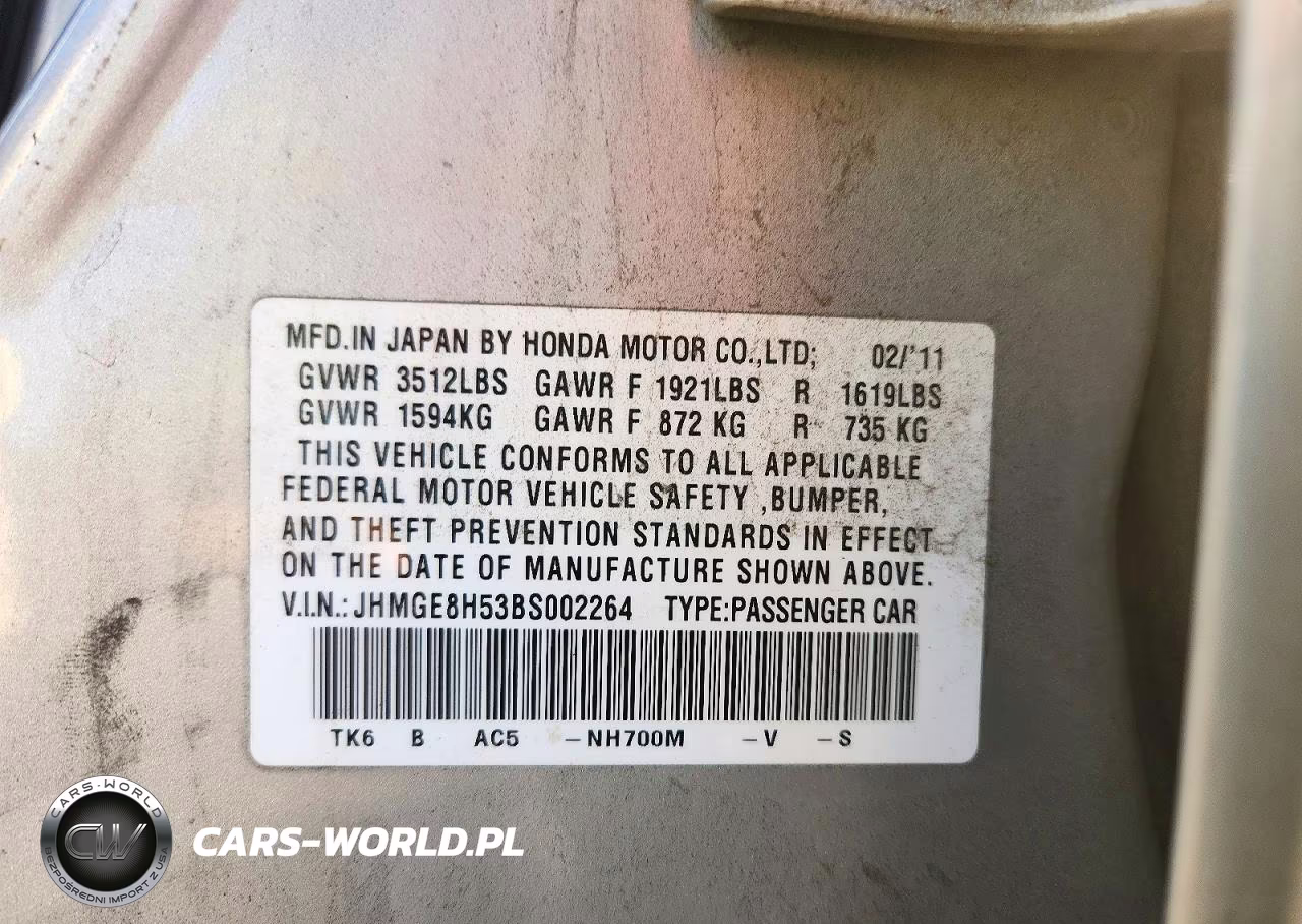 2011 Honda Fit Sport VIN:JHMGE8H53BS002264 - 12