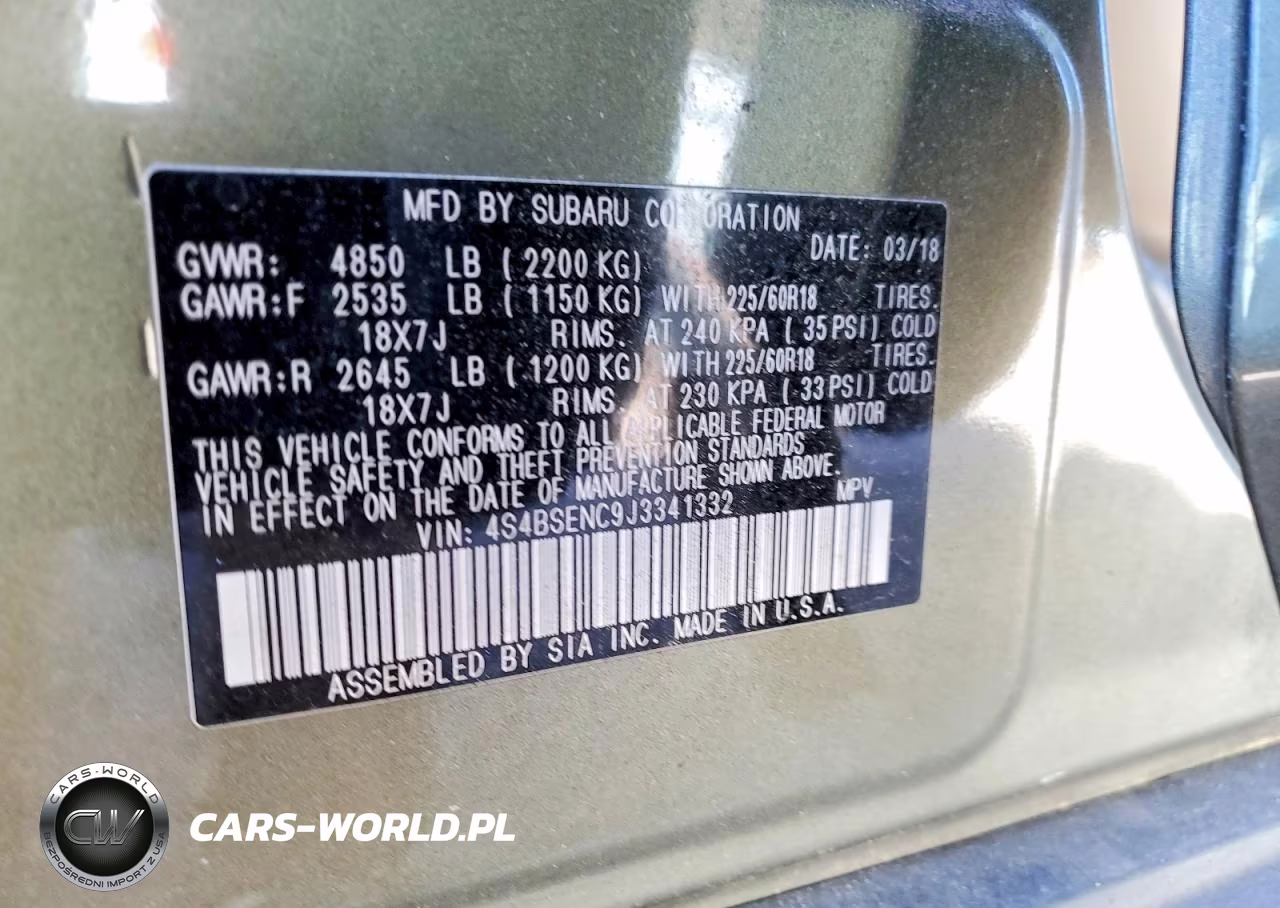 2018 Subaru Outback 3.6R Limited VIN:4S4BSENC9J3341332 - 13