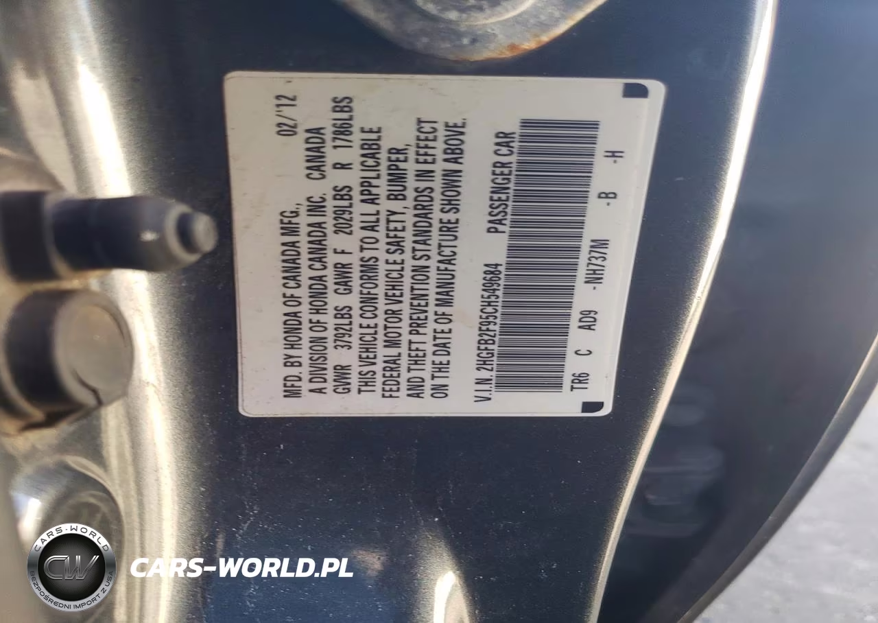 2012 Honda Civic Exl VIN:2HGFB2F95CH549684 - 13
