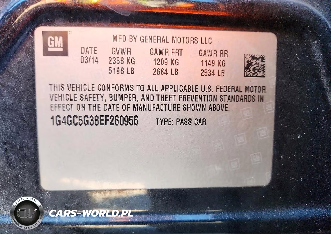 2014 Buick Lacrosse VIN:1G4GC5G38EF260956 - 12