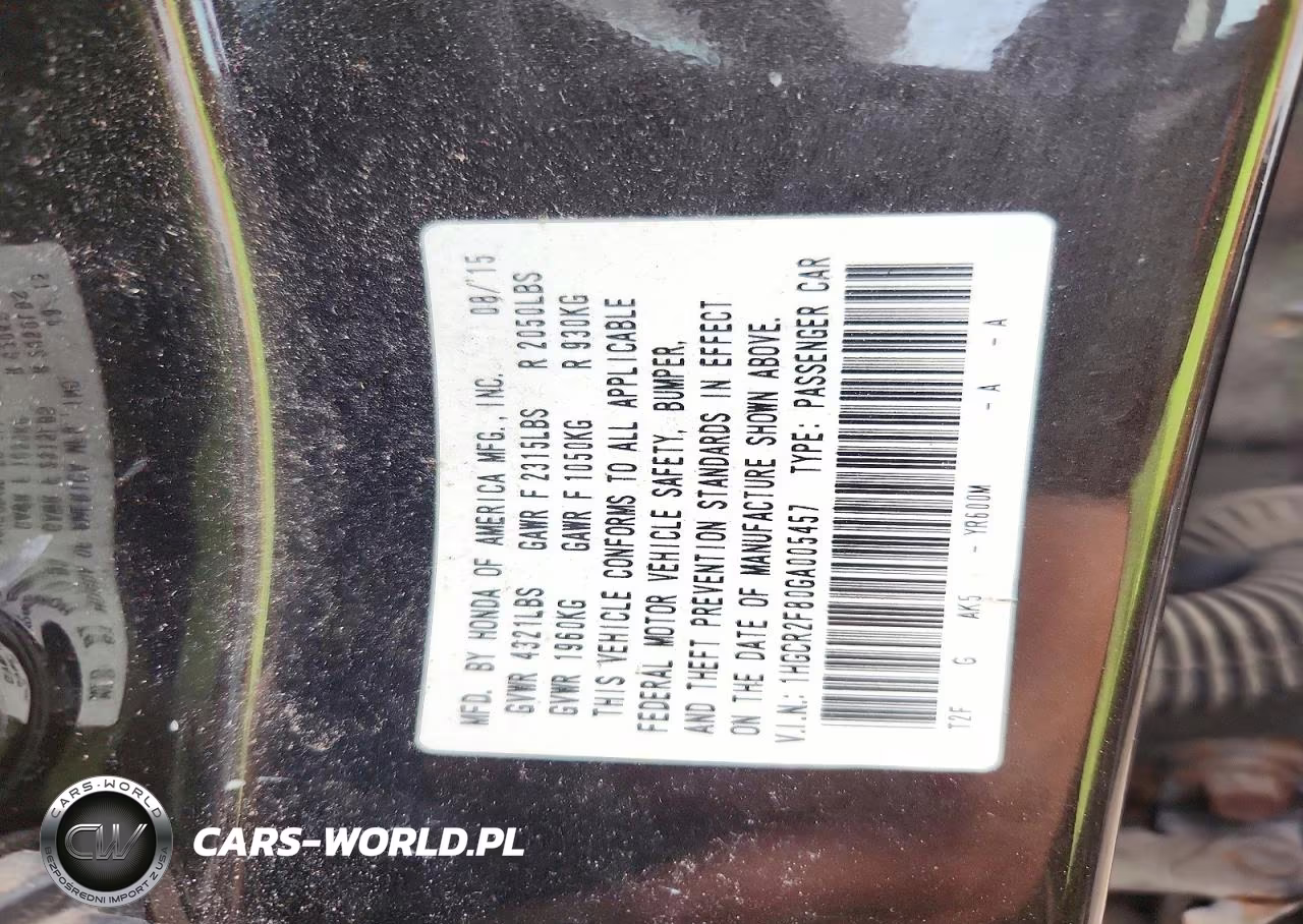 2016 Honda Accord Exl VIN:1HGCR2F80GA005457 - 12