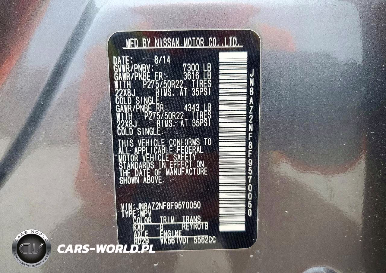 2015 Infiniti Qx80 Base VIN:JN8AZ2NF8F9570050 - 13