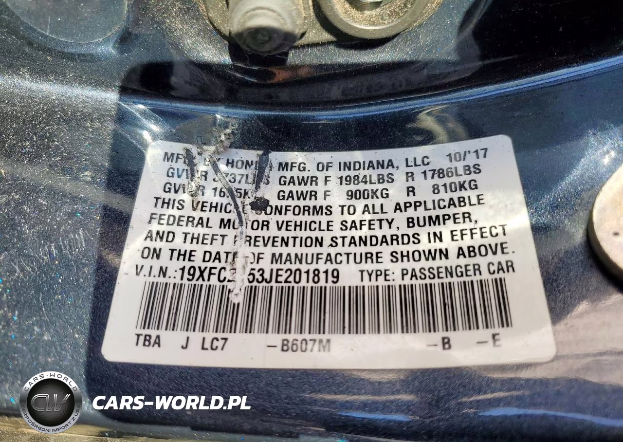 2018 Honda Civic Lx VIN:19XFC2F53JE201819 - 12