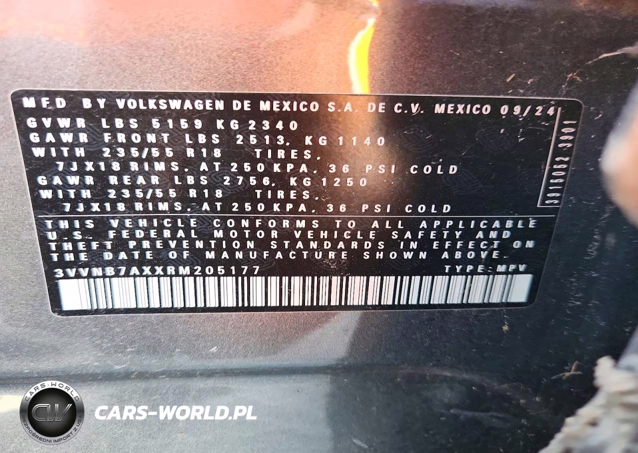 2024 Volkswagen Tiguan Se VIN:3VVNB7AXXRM205177 - 13