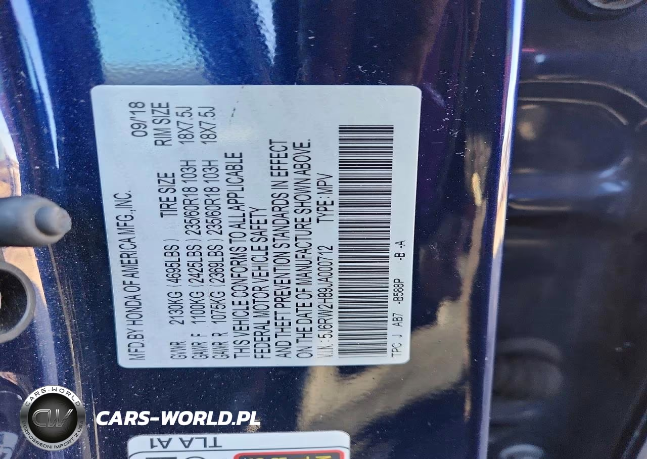 2018 Honda Cr-V Exl VIN:5J6RW2H89JA000712 - 13