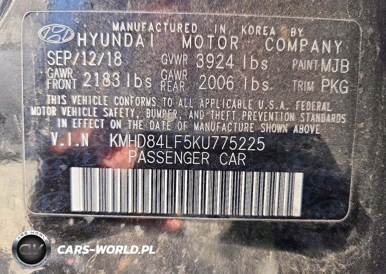 2019 Hyundai Elantra Sel VIN:KMHD84LF5KU775225 - 12
