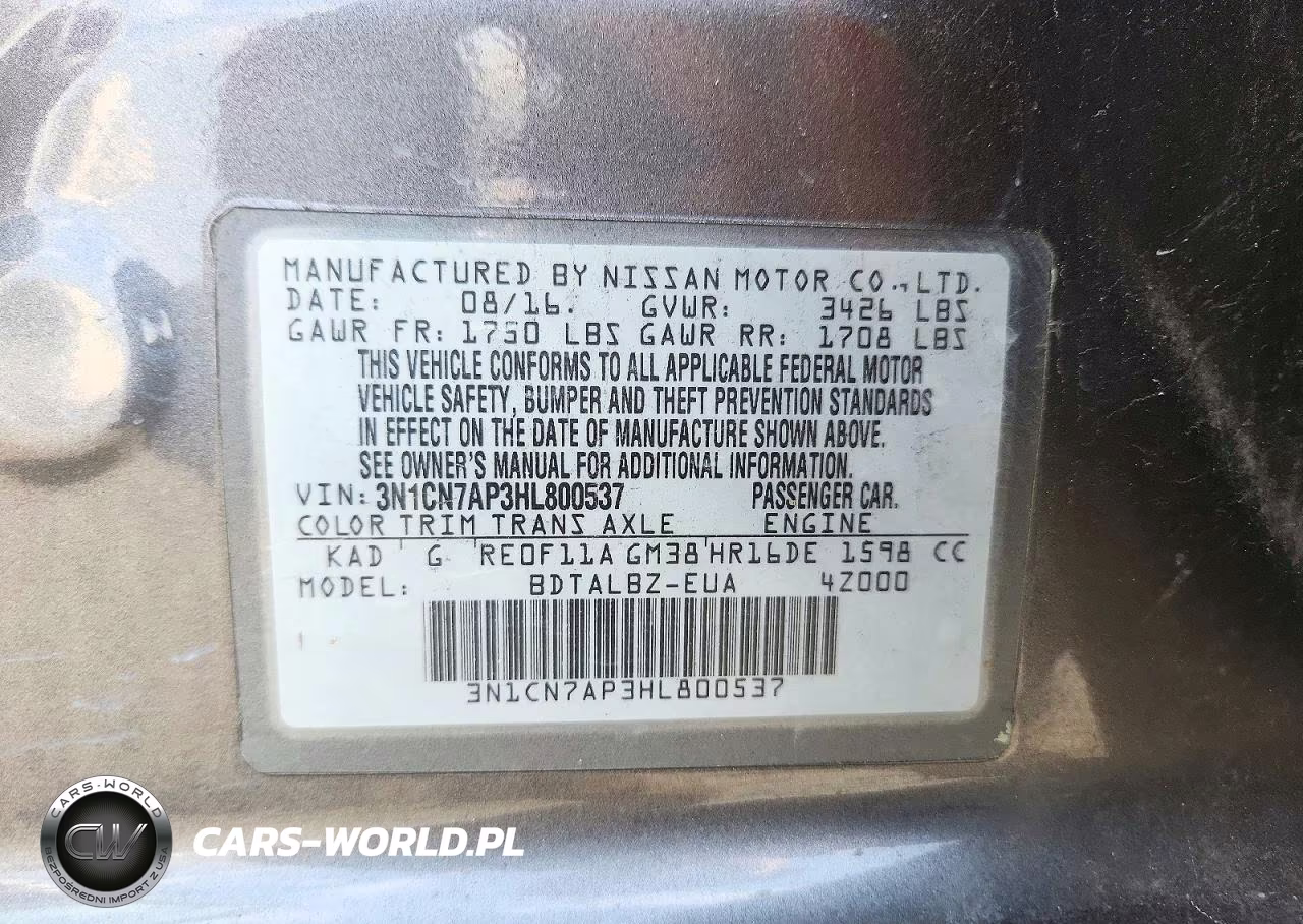 2017 Nissan Versa 1.6 S VIN:3N1CN7AP3HL800537 - 12