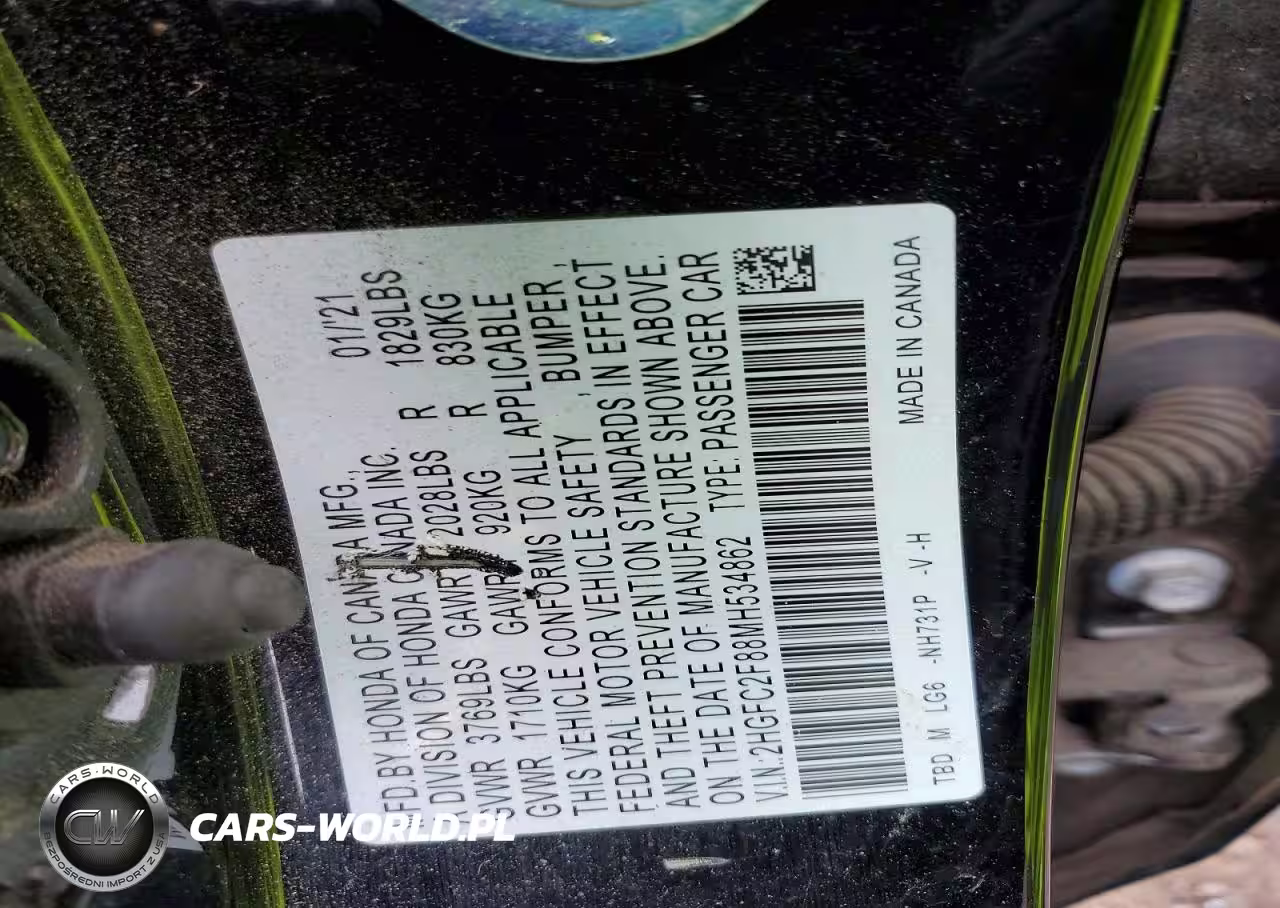 2021 Honda Civic Sport VIN:2HGFC2F88MH534862 - 12