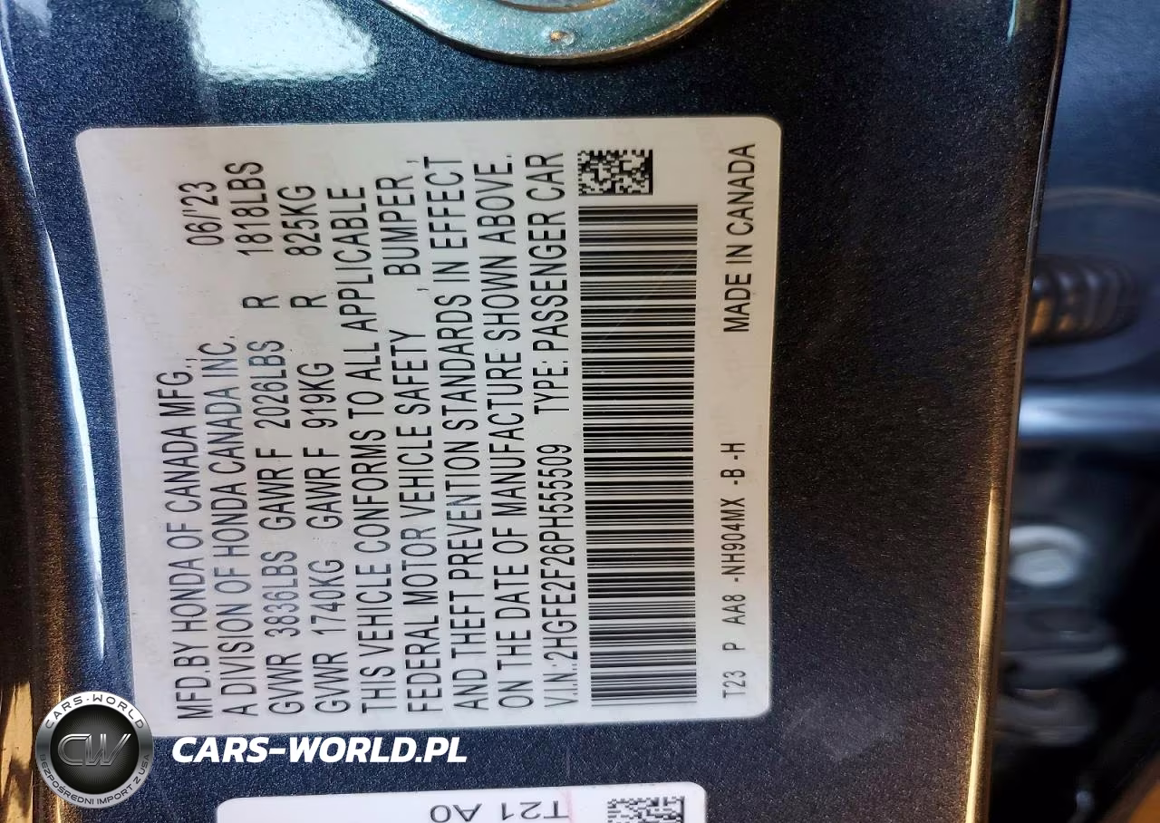 2023 Honda Civic Lx VIN:2HGFE2F26PH555509 - 12