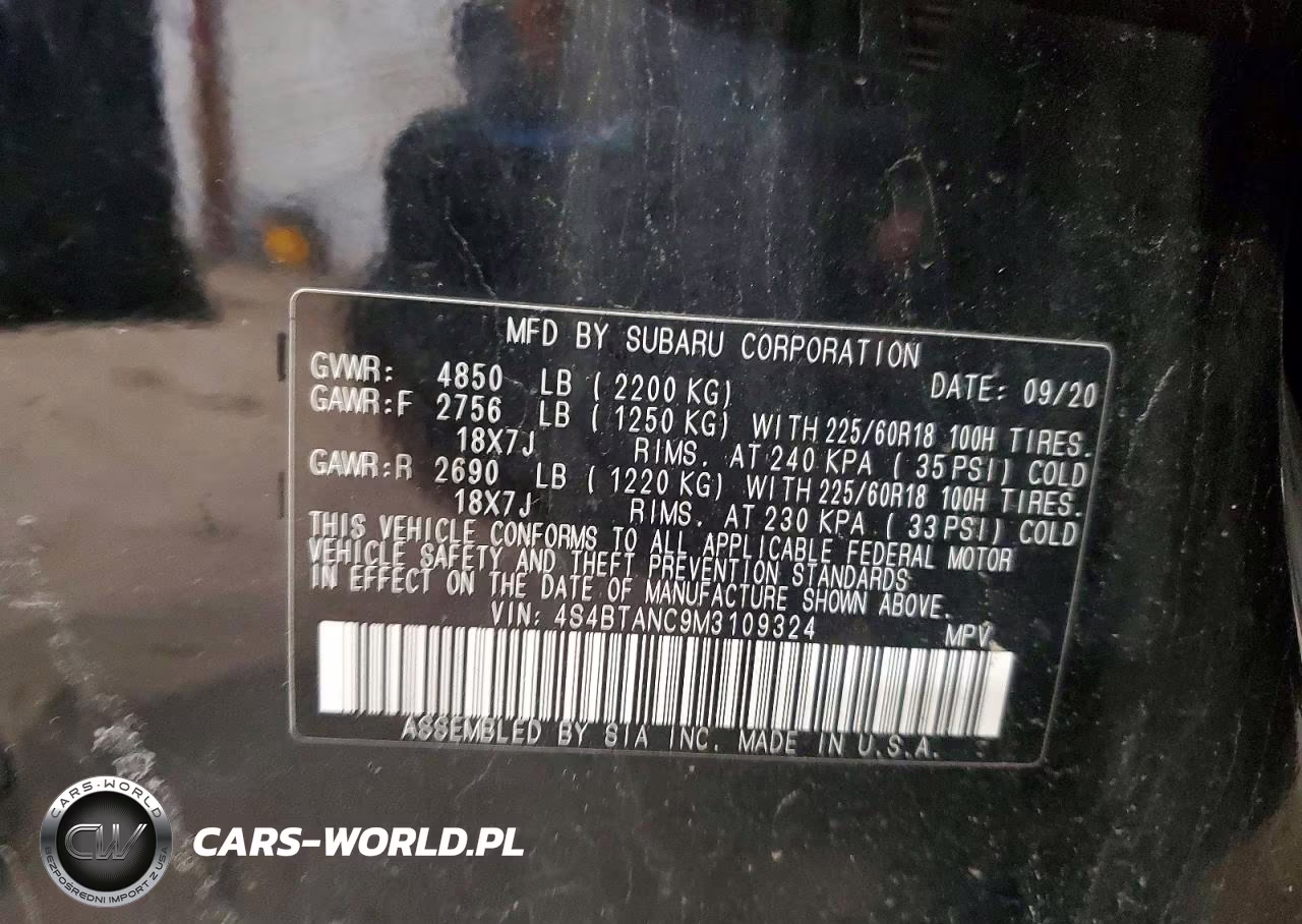 2021 Subaru Outback Limited VIN:4S4BTANC9M3109324 - 12