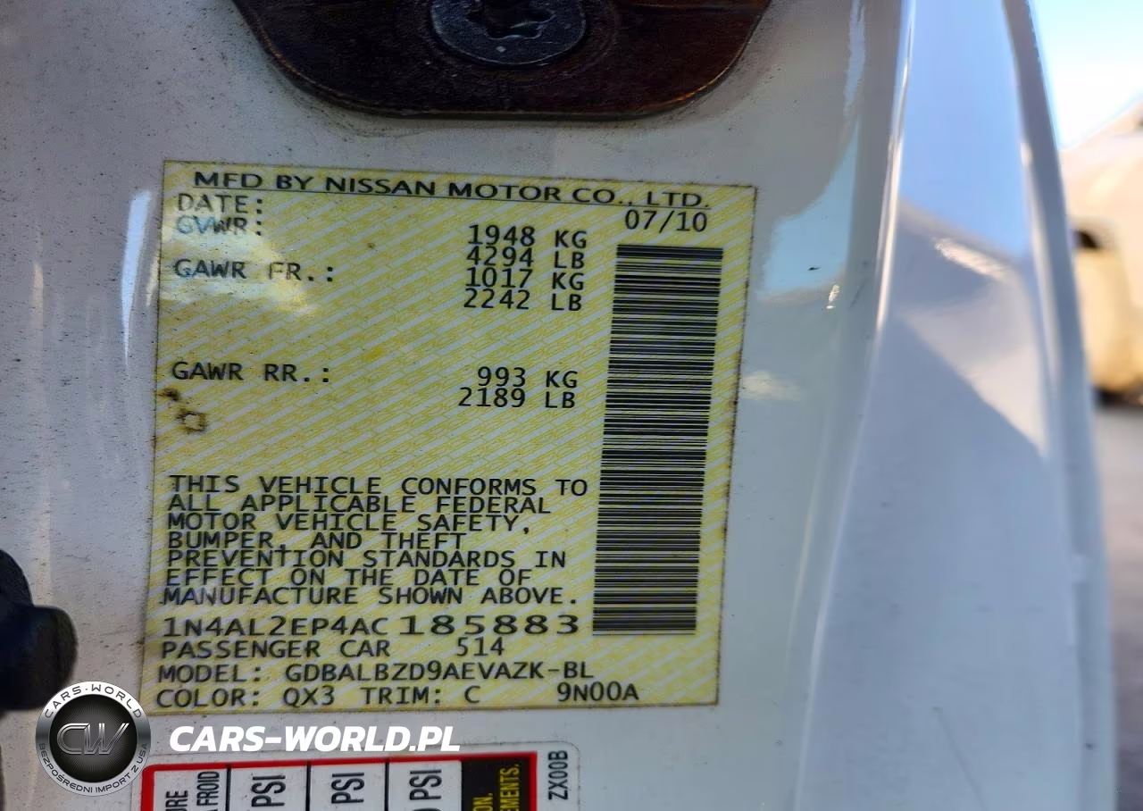2010 Nissan Altima 2.5 S VIN:1N4AL2EP4AC185883 - 12
