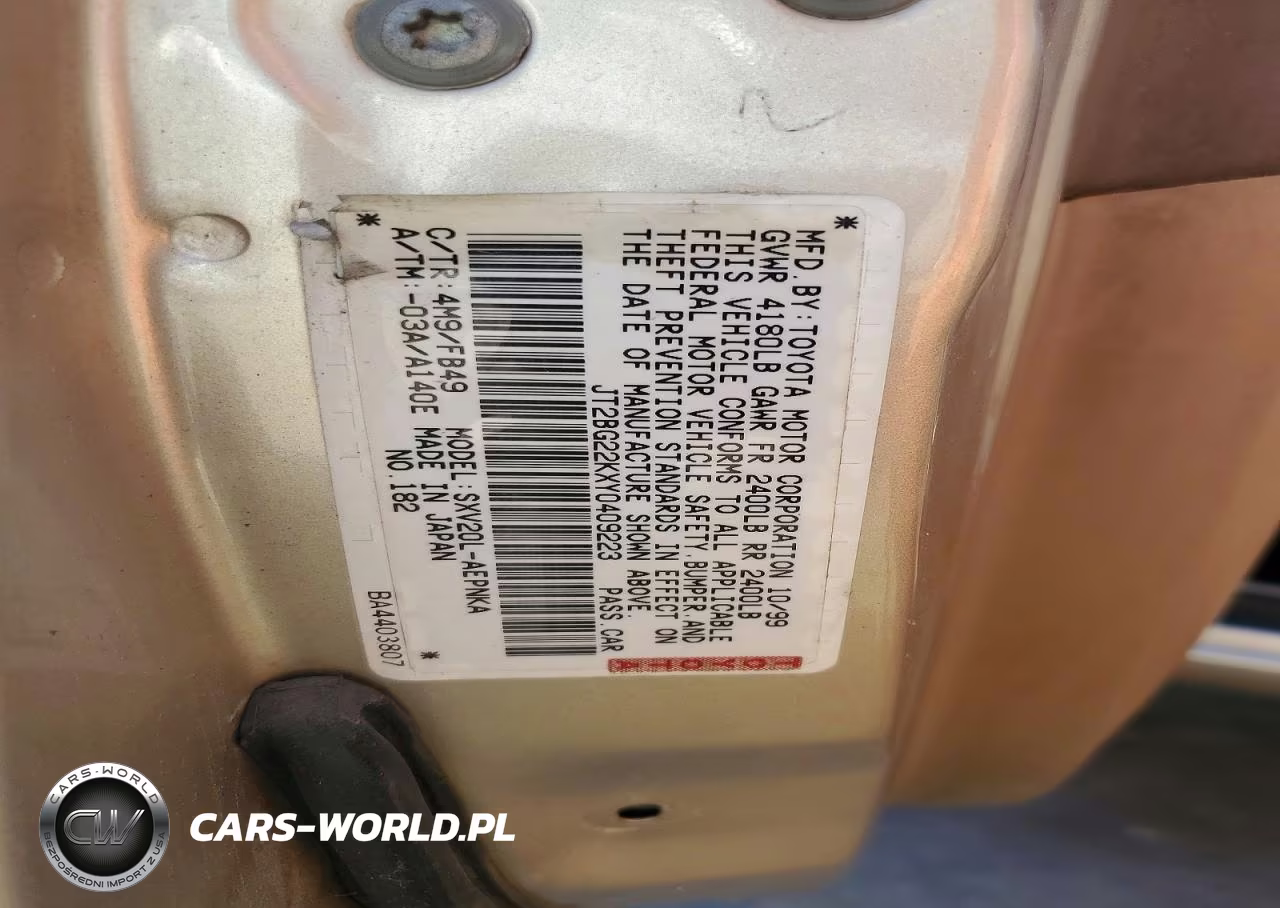 2000 Toyota Camry Le VIN:JT2BG22KXY0409223 - 12