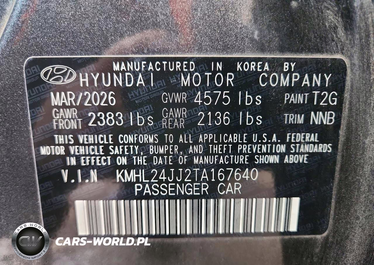 2026 Hyundai Sonata Hybrid Blue VIN:KMHL24JJ2TA167640 - 13