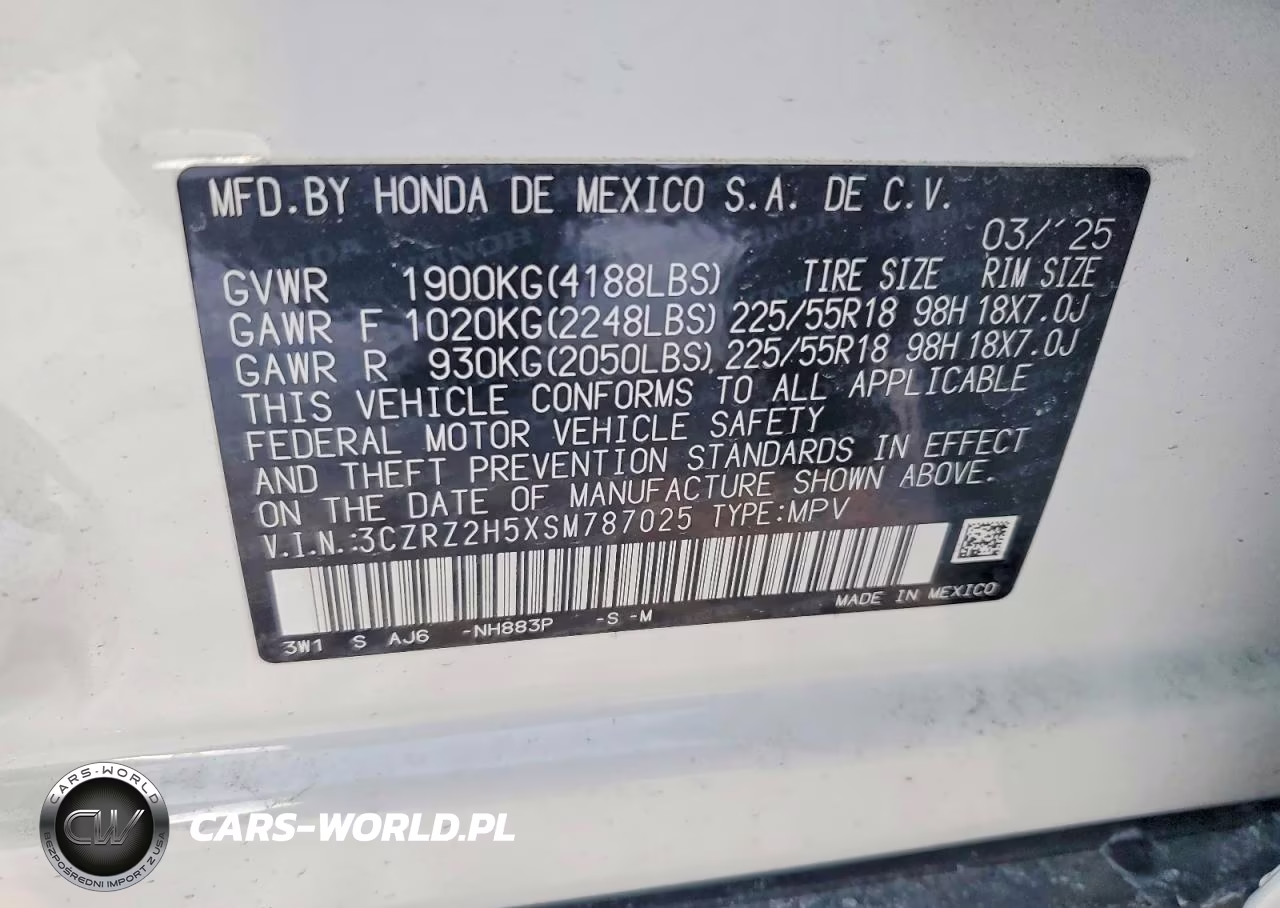 2025 Honda Hr-V Sport VIN:3CZRZ2H5XSM787025 - 13