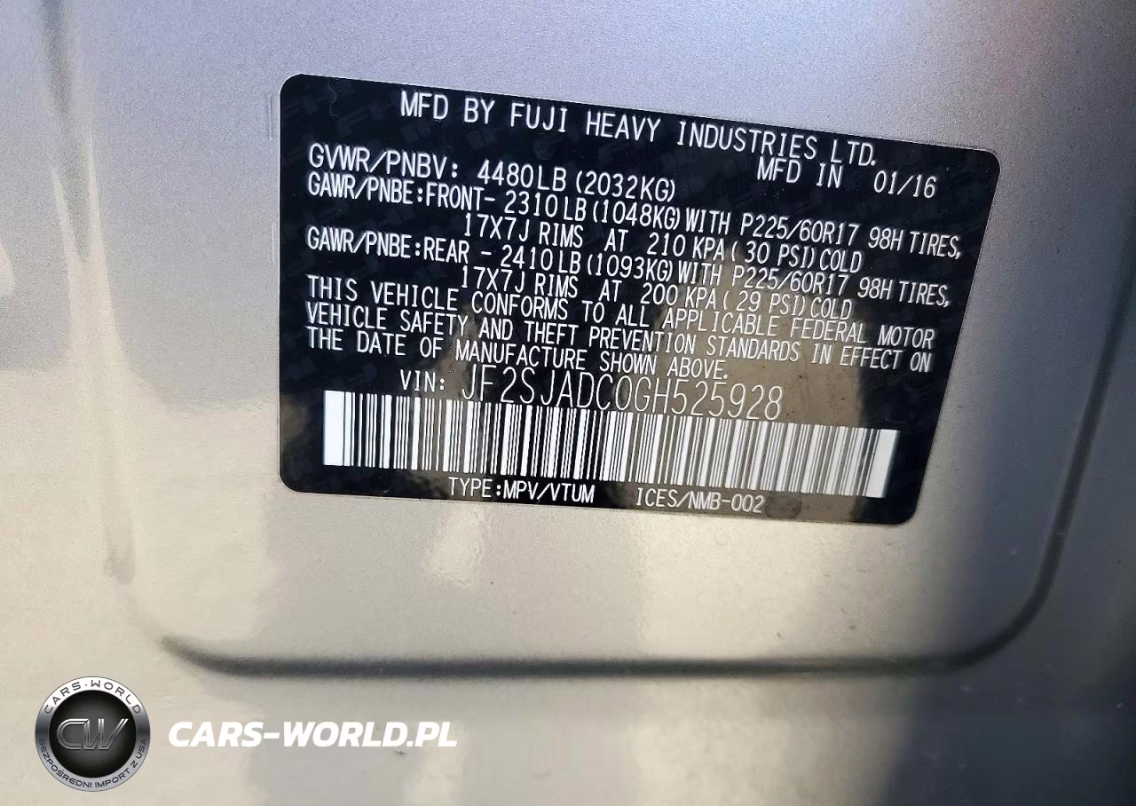 2016 Subaru Forester 2.5I Premium VIN:JF2SJADC0GH525928 - 13