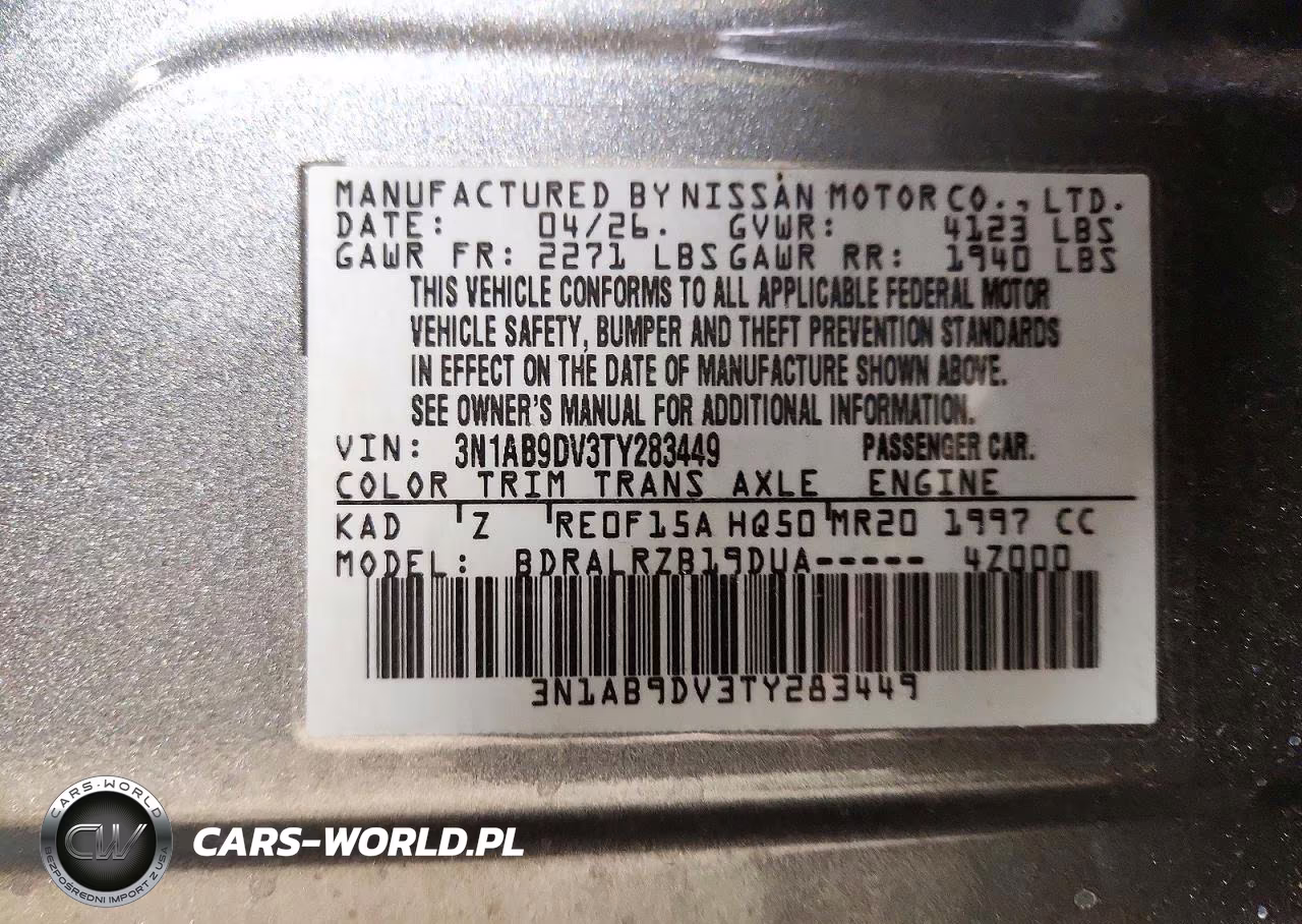 2026 Nissan Sentra Sr VIN:3N1AB9DV3TY283449 - 12