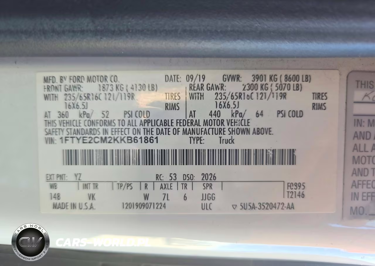 2019 Ford Transit T-150 VIN:1FTYE2CM2KKB61861 - 13