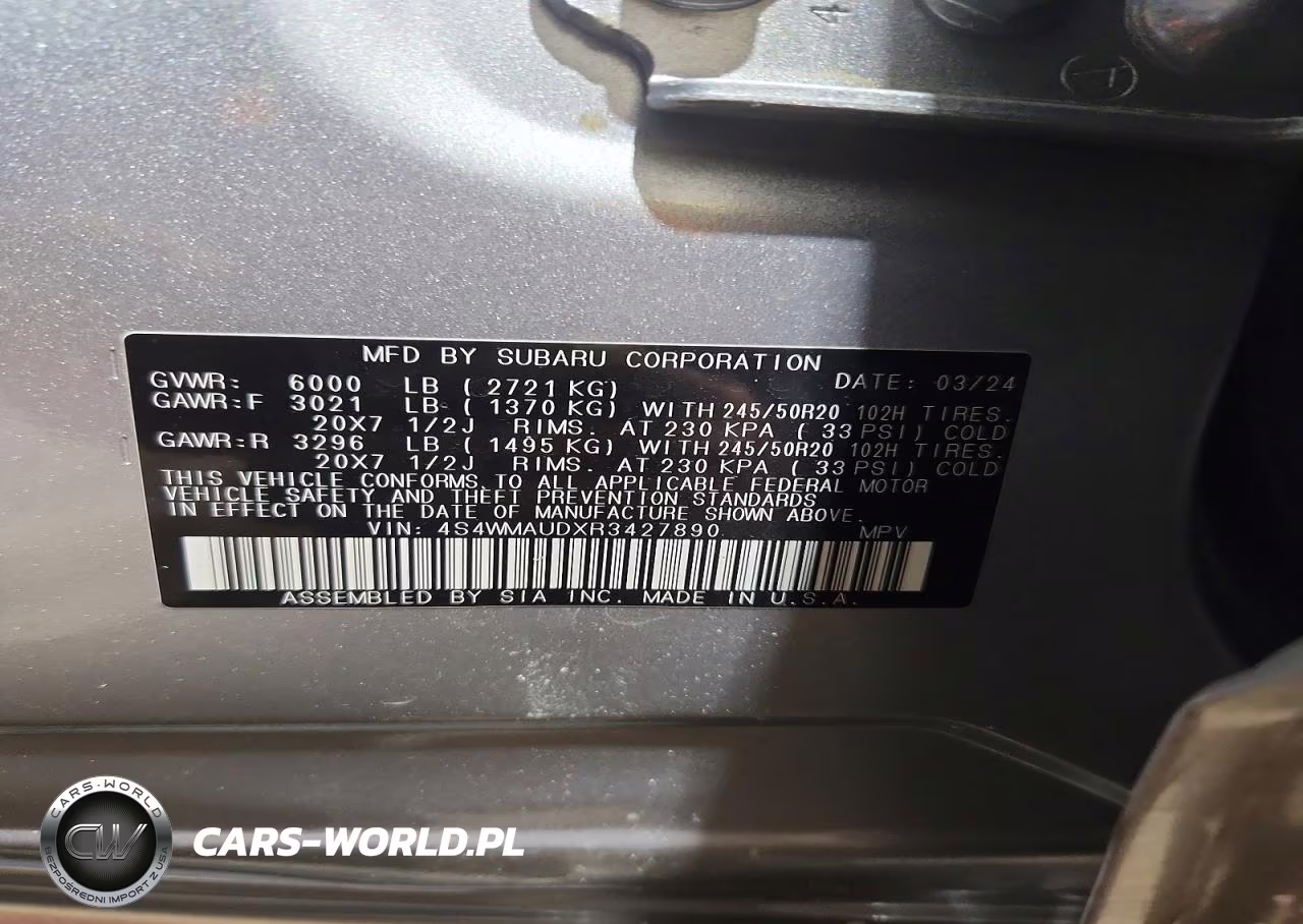 2024 Subaru Ascent Limited VIN:4S4WMAUDXR3427890 - 14