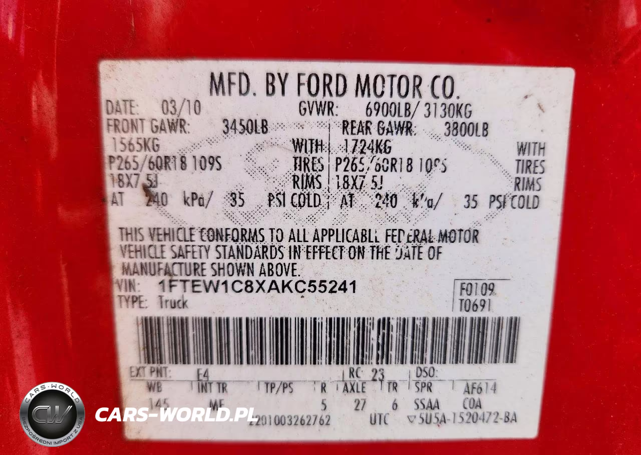 2010 Ford F150 Supercrew VIN:1FTEW1C8XAKC55241 - 12