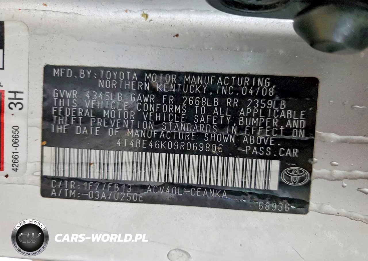 2009 Toyota Camry Le VIN:4T4BE46K09R069806 - 12