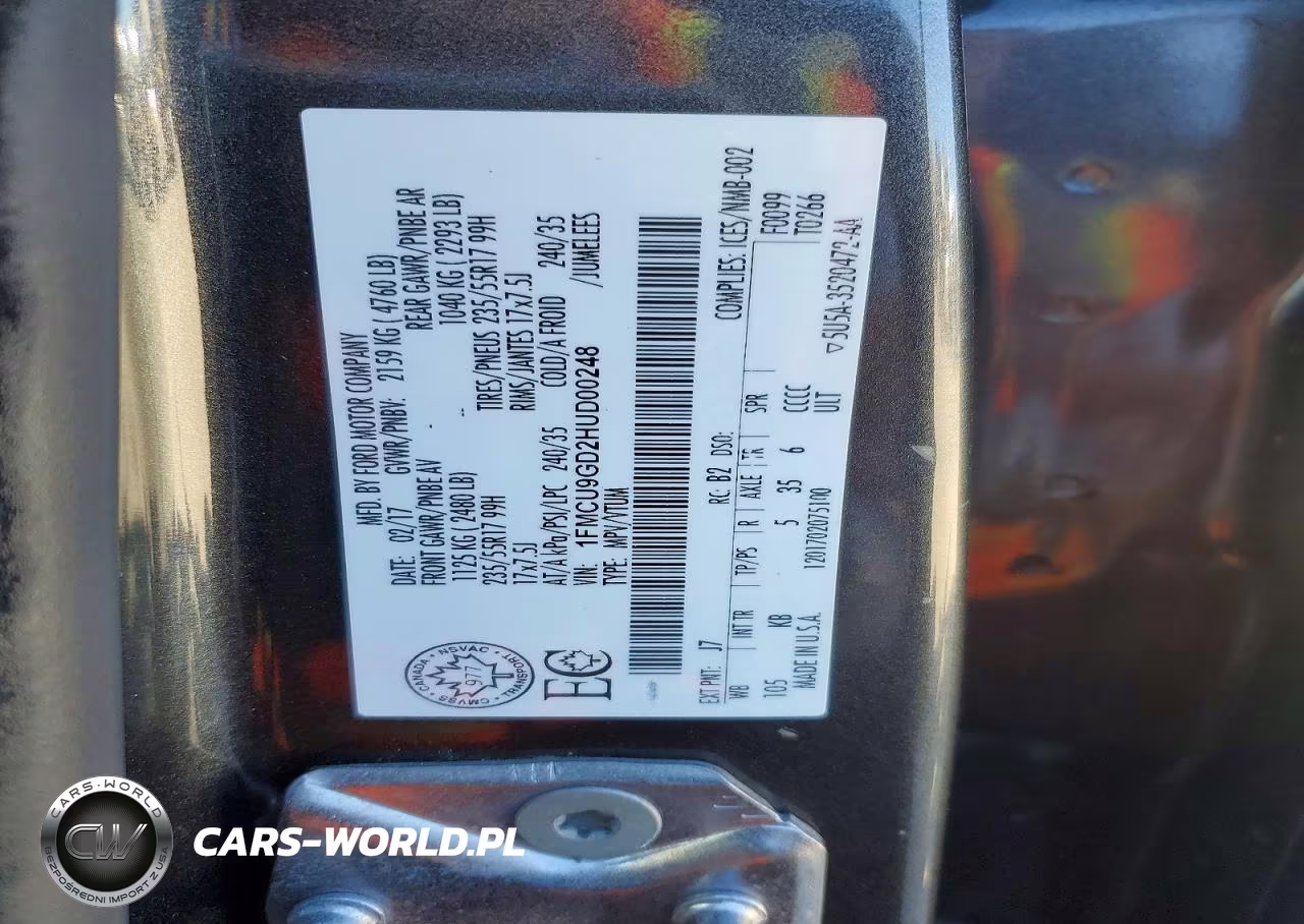 2017 Ford Escape Se VIN:1FMCU9GD2HUD00248 - 13