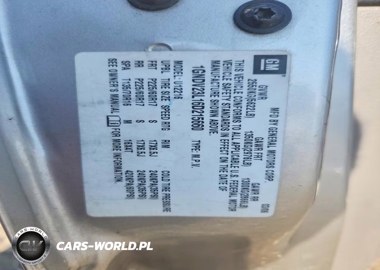 2006 Chevrolet Uplander Ls VIN:1GNDV23L16D215660 - 13