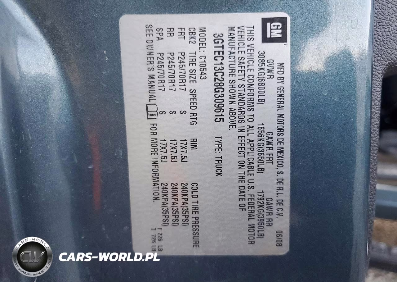 2008 GMC Sierra C1500 VIN:3GTEC13C28G309615 - 13