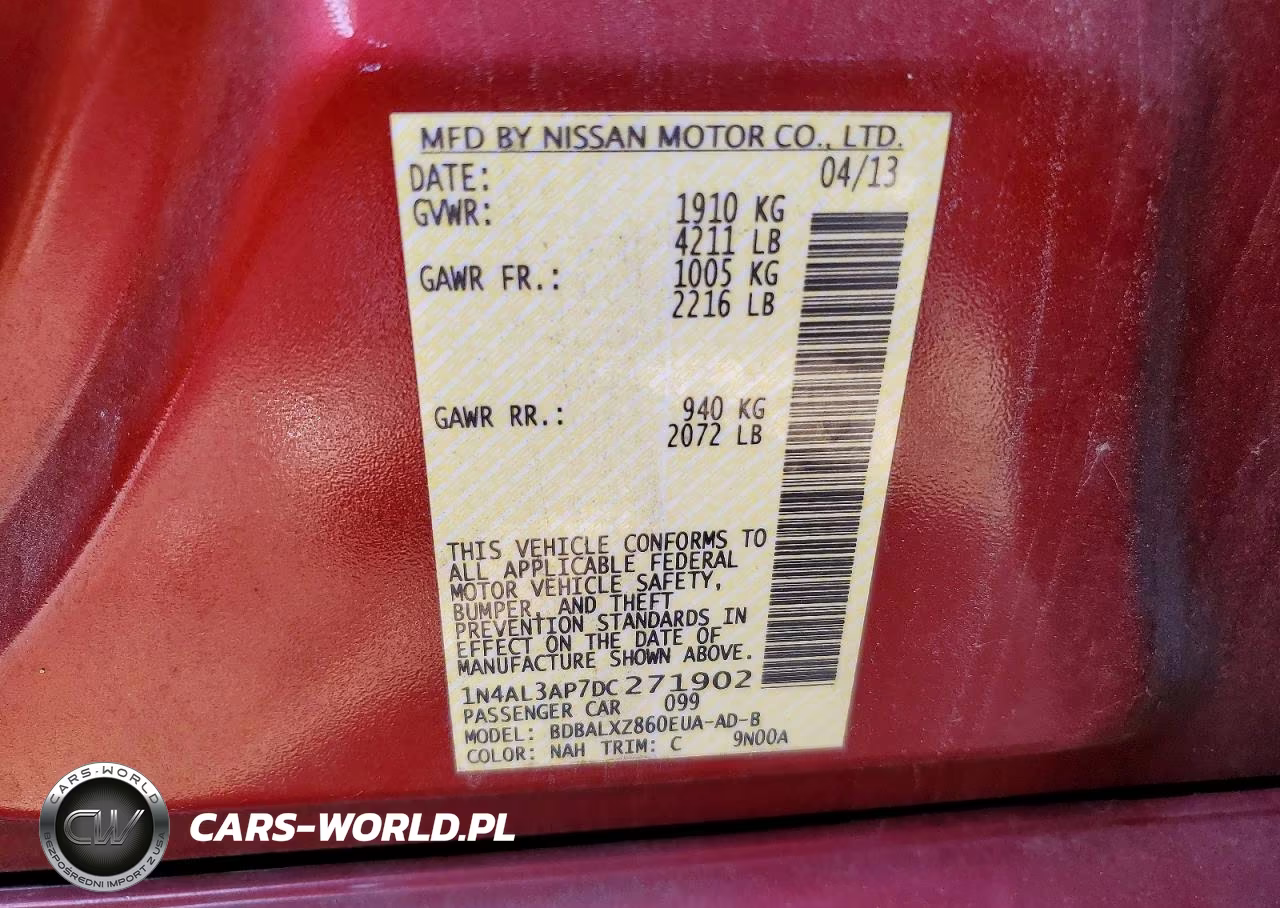 2013 Nissan Altima 2.5 VIN:1N4AL3AP7DC271902 - 12