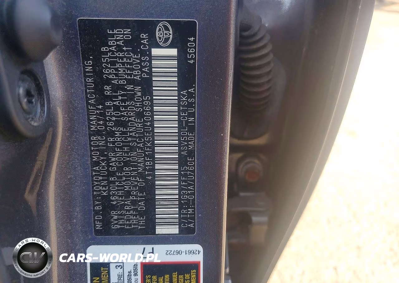 2014 Toyota Camry Se VIN:4T1BF1FK5EU406695 - 12