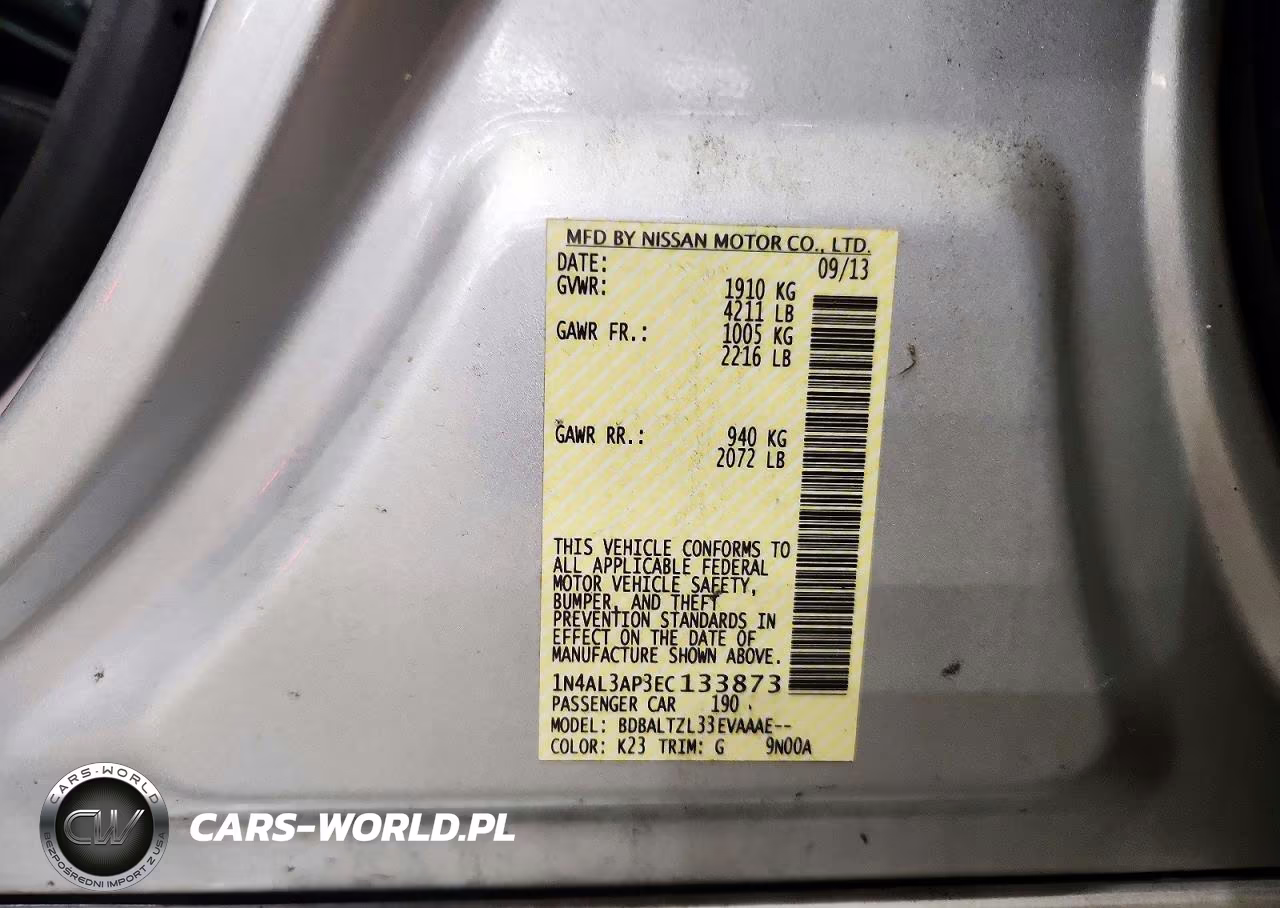 2014 Nissan Altima 2.5 Sv VIN:1N4AL3AP3EC133873 - 12