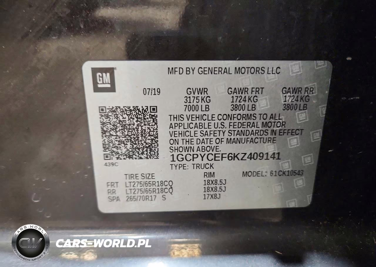 2019 Chevrolet Silverado K1500 Trail Boss Custom VIN:1GCPYCEF6KZ409141 - 12