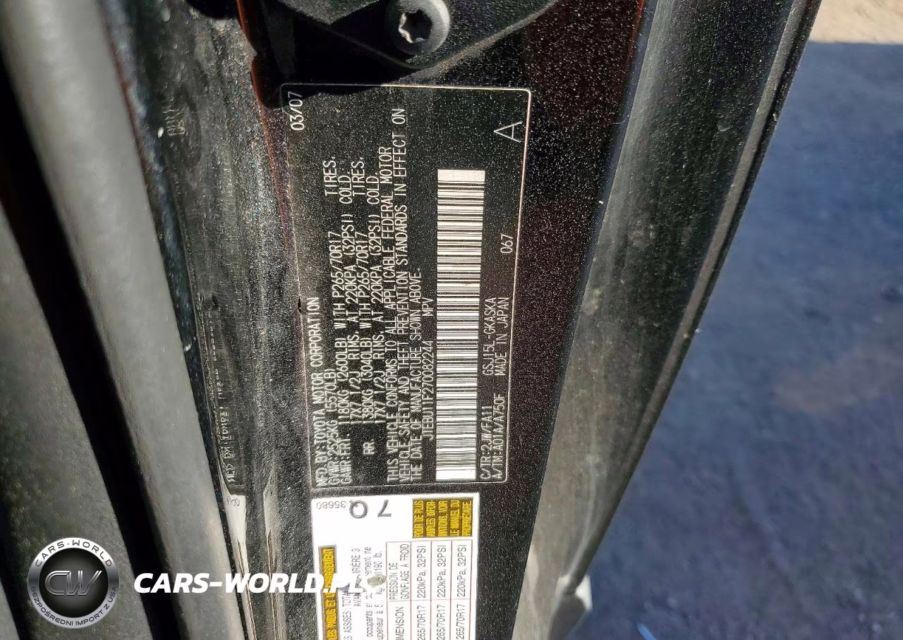 2007 Toyota Fj Cruiser Base VIN:JTEBU11F270082244 - 13