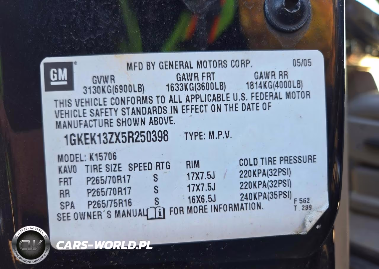 2005 GMC Yukon VIN:1GKEK13ZX5R250398 - 13