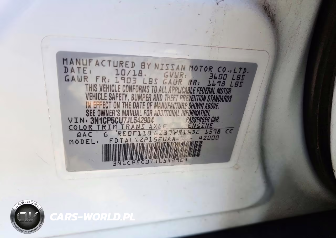 2018 Nissan Kicks Sv VIN:3N1CP5CU7JL542904 - 13