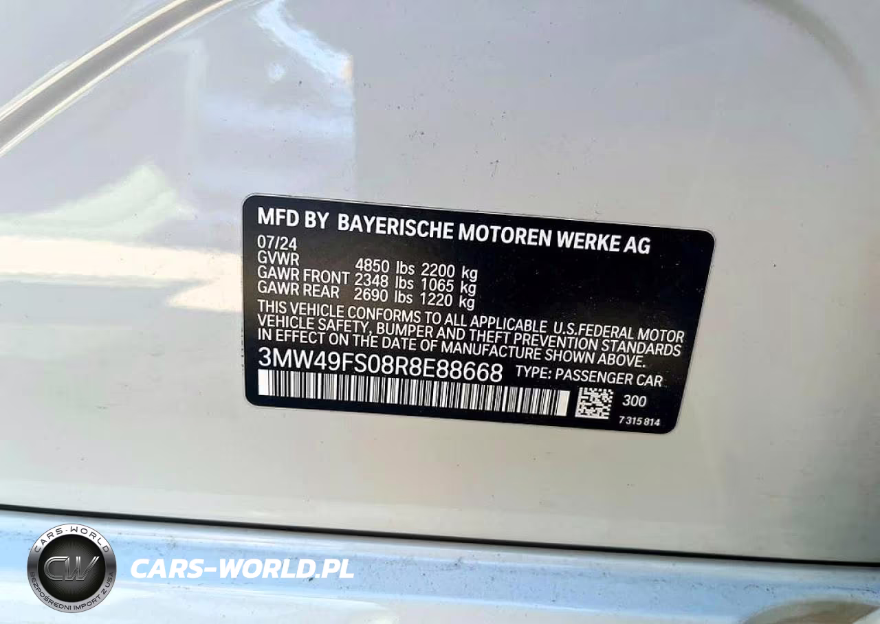 2024 BMW M340I VIN:3MW49FS08R8E88668 - 13