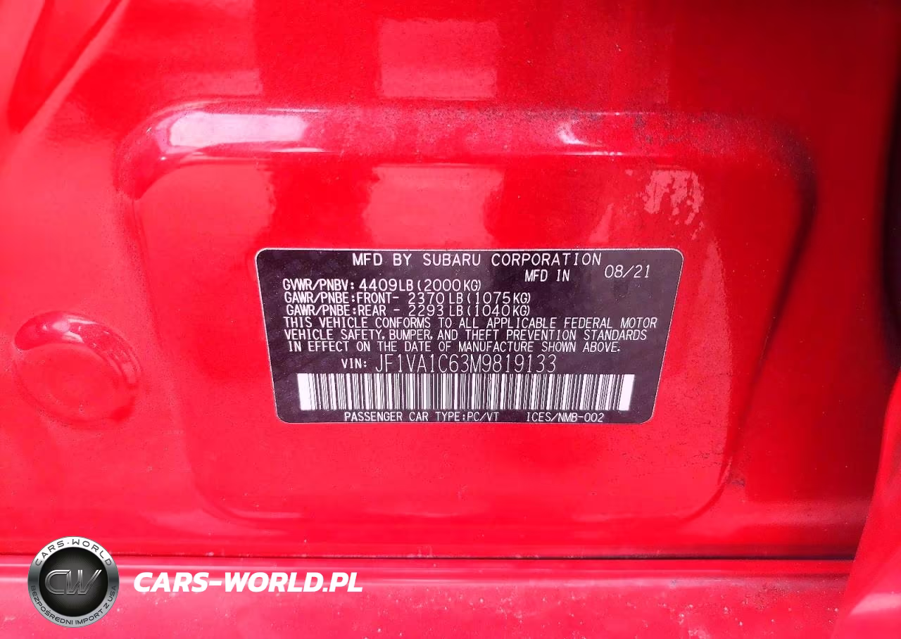 2021 Subaru Wrx Premium VIN:JF1VA1C63M9819133 - 12