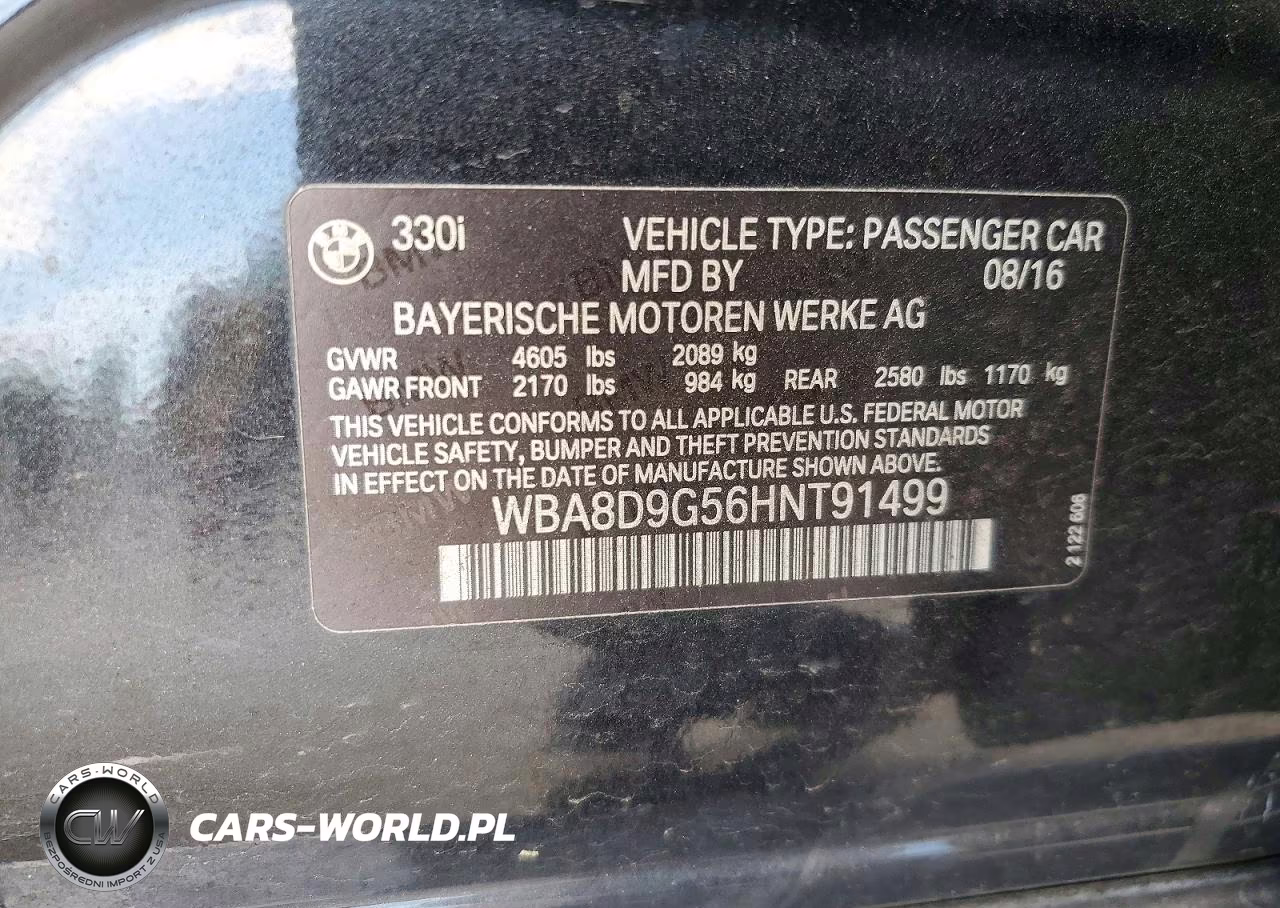 2017 BMW 330 Xi VIN:WBA8D9G56HNT91499 - 12