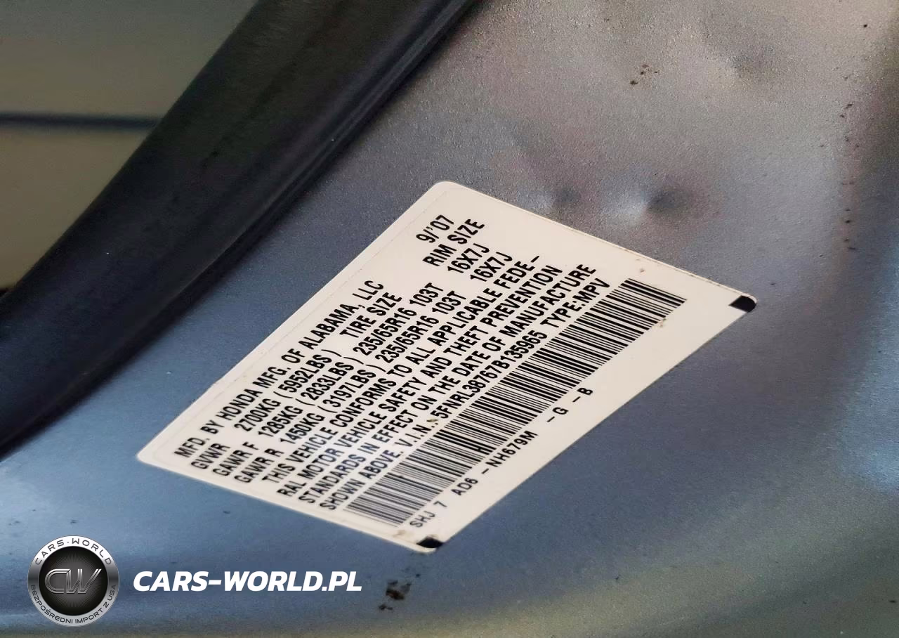 2007 Honda Odyssey Exl VIN:5FNRL38767B135965 - 13