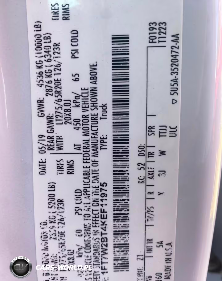 2019 Ford F250 Super Duty VIN:1FT7W2BT4KEF11975 - 10