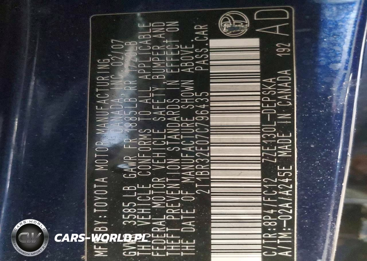2007 Toyota Corolla S VIN:2T1BR32E07C796435 - 12