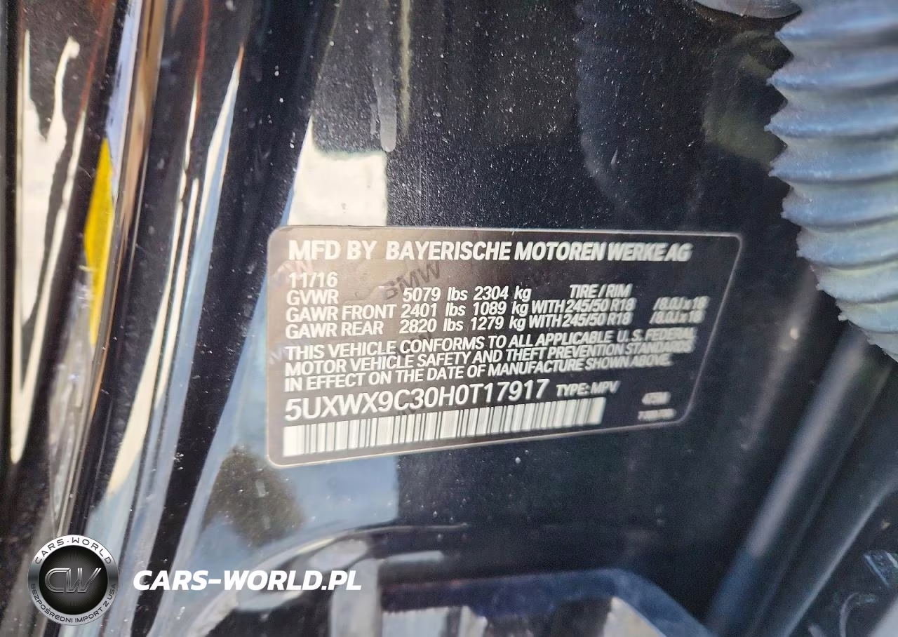 2017 BMW X3 xDrive28I VIN:5UXWX9C30H0T17917 - 13