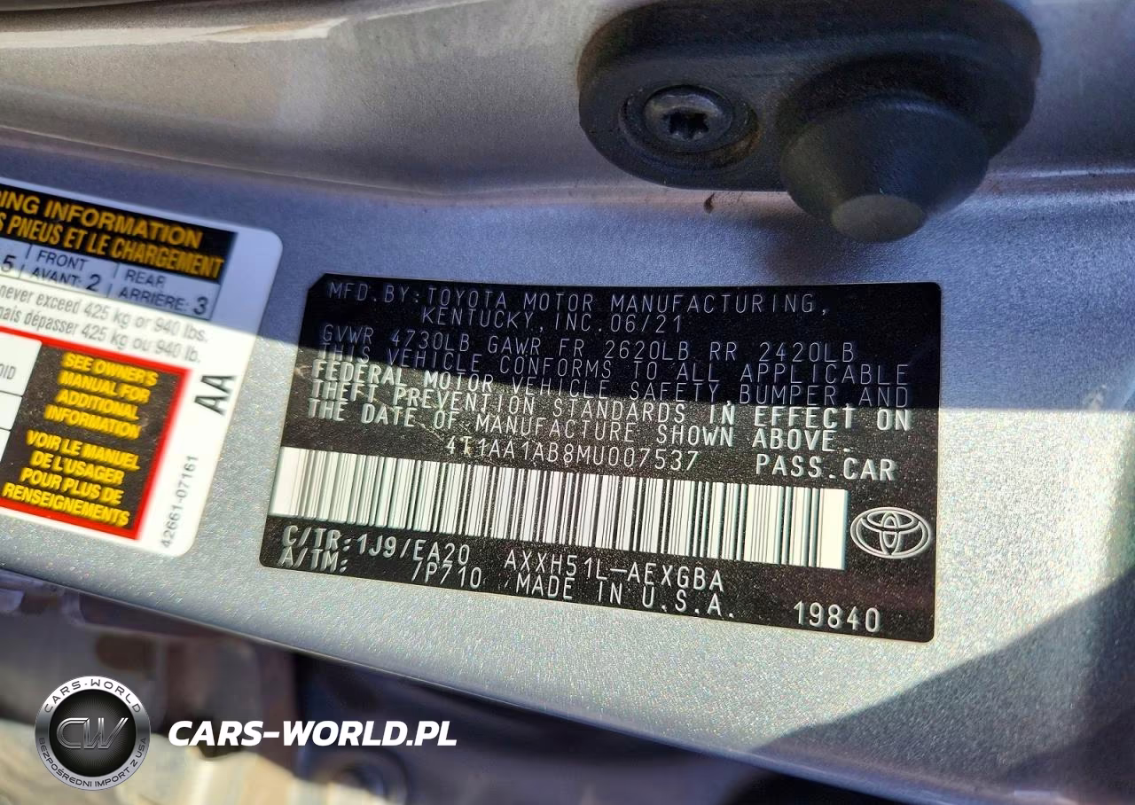 2021 Toyota Avalon Xle VIN:4T1AA1AB8MU007537 - 12