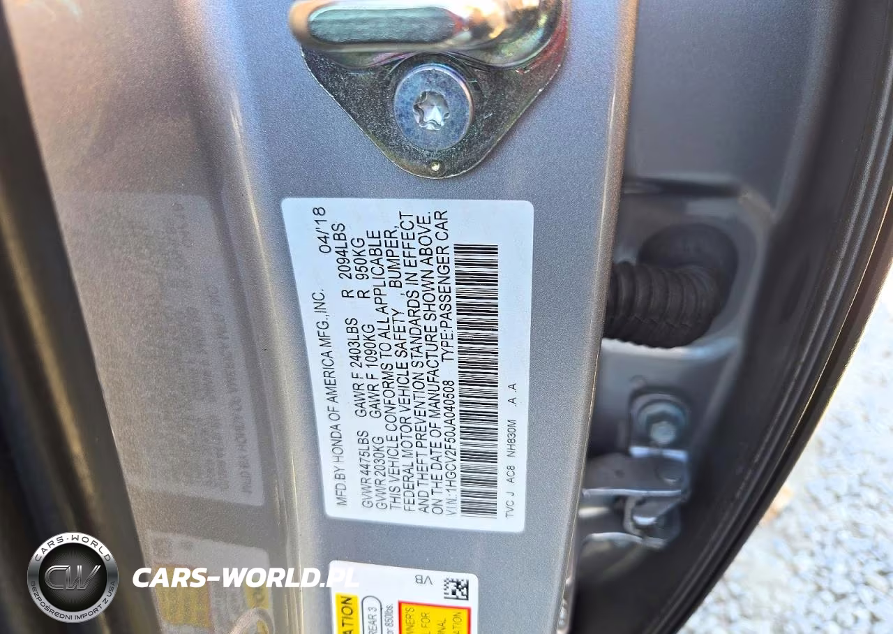 2018 Honda Accord Exl VIN:1HGCV2F50JA040508 - 12