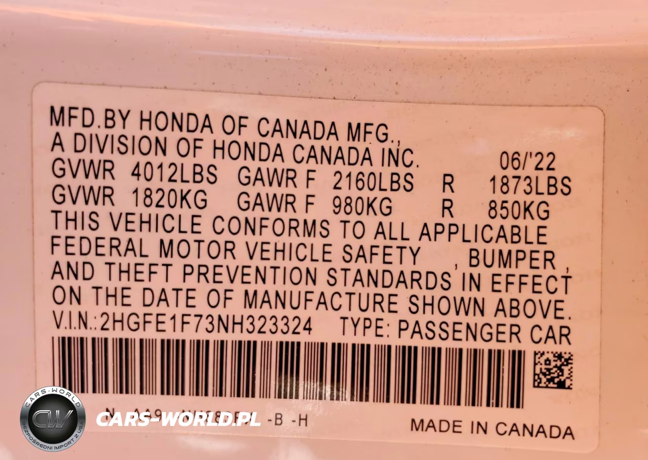 2022 Honda Civic Ex VIN:2HGFE1F73NH323324 - 12