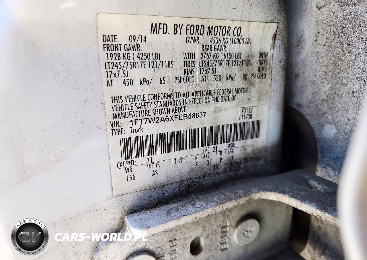 2015 Ford F250 Super Duty VIN:1FT7W2A6XFEB58837 - 12