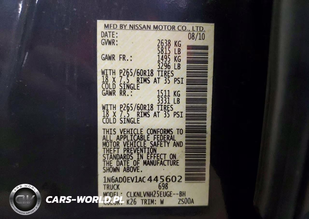 2010 Nissan Frontier Se V6 VIN:1N6AD0EV1AC445602 - 12