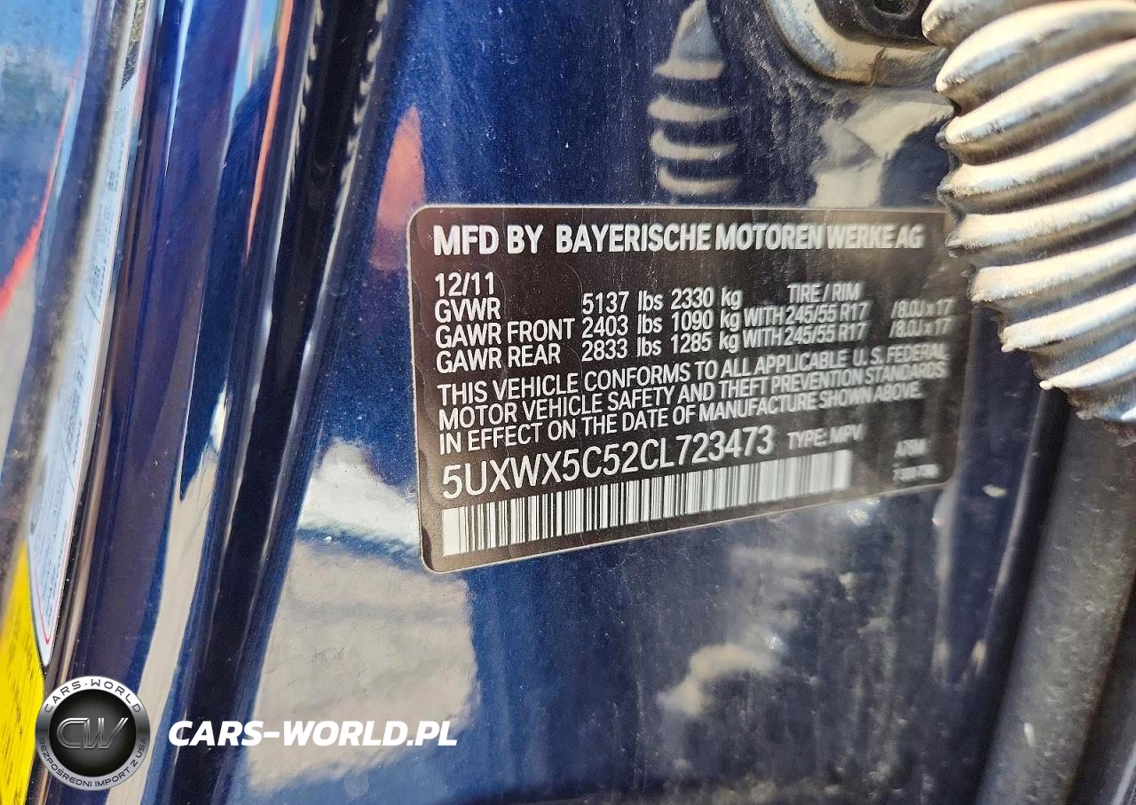 2012 BMW X3 xDrive28I VIN:5UXWX5C52CL723473 - 12