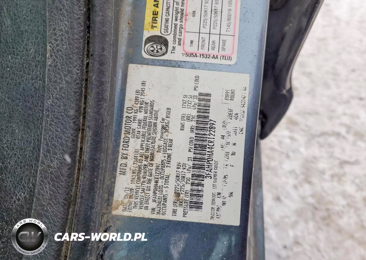 2012 Ford Fusion Se VIN:3FAHP0HA4CR122897 - 12