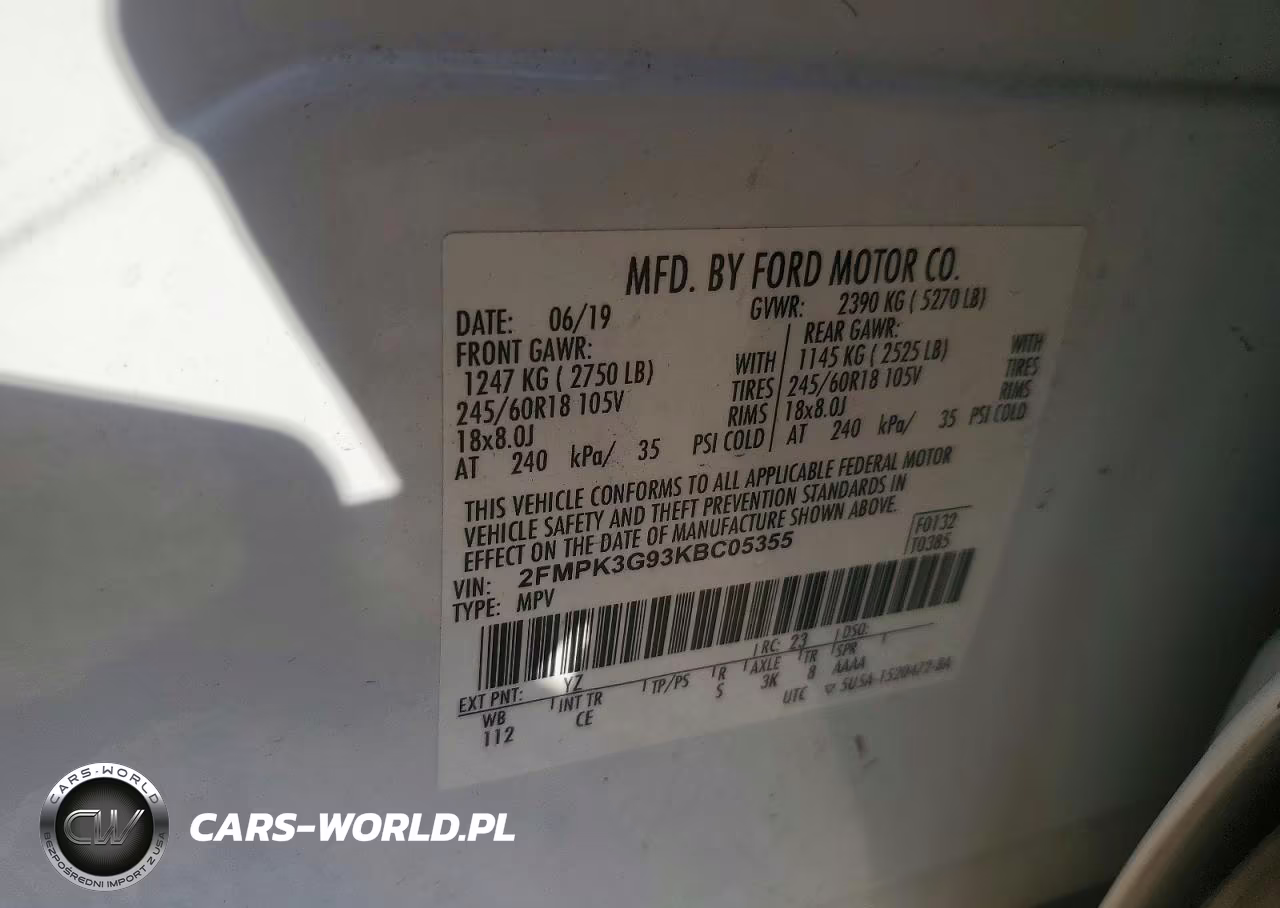 2019 Ford Edge Se VIN:2FMPK3G93KBC05355 - 12